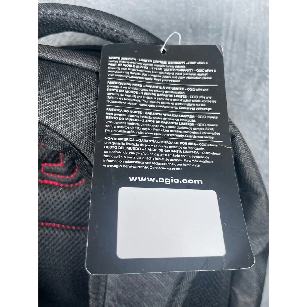 NWT OGIO Backpack Dark Gray Red Laptop Compartment Tech School Commuter Bag